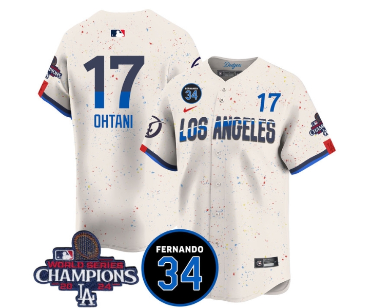 Men's LA Dodgers - World Series Champions 2024Fernando Valenzuela Memorial Jersey - All Stitched N1 CITY CONNECT 17 SHOHEI OHTANI