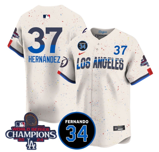 Men's LA Dodgers - World Series Champions 2024Fernando Valenzuela Memorial Jersey - All Stitched N1 CITY CONNECT