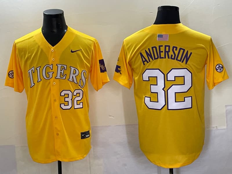 Men's LSU Tigers   2025 World Series Champions Limited Jersey - All Stitched Kade Anderson-32