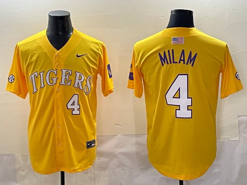 Men's LSU Tigers  2025 World  Series Vapor Premier Limited Jersey - All Stitched Steven Milam 4
