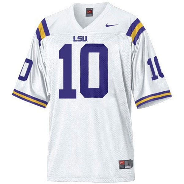Men's LSU Tigers #10 Joseph Addai White Football Jersey