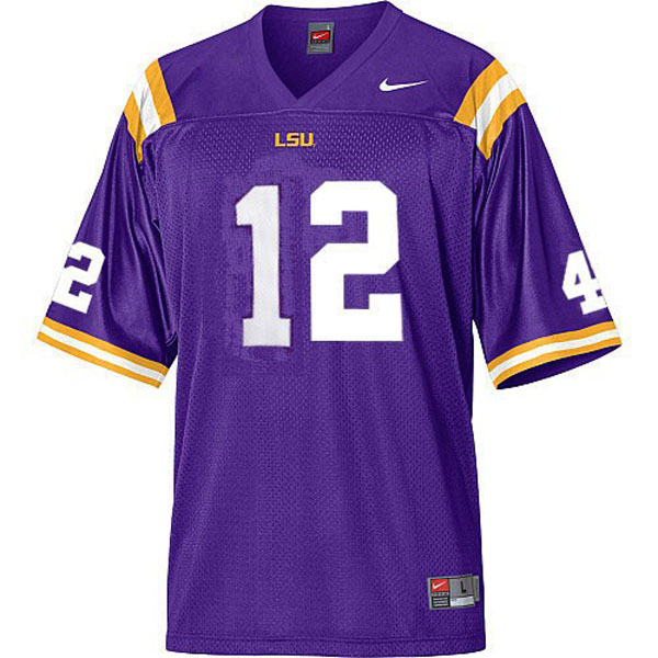 Men's LSU Tigers #12 Jarrett Lee Purple Football Jersey