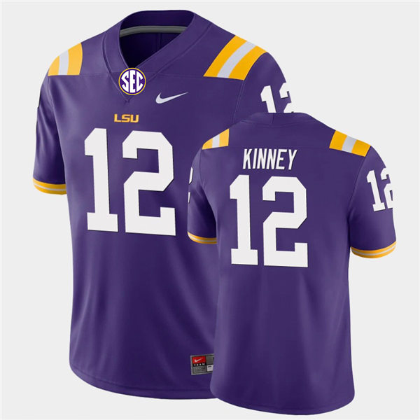 Men's LSU Tigers #12 Walker Kinney Purple Nike College Football Game Jersey
