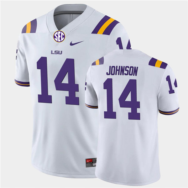 Men's LSU Tigers #14 Max Johnson White Nike College Football Game Jersey