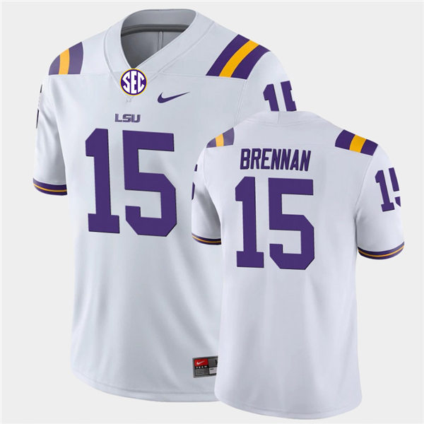 Men's LSU Tigers #15 Myles Brennan White Nike College Football Game Jersey