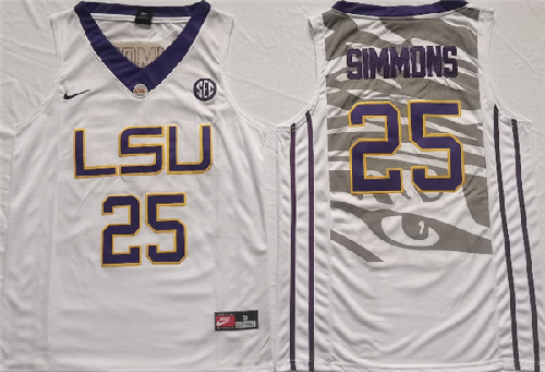 Men's LSU Tigers #25 Ben Simmons White Stitched Jersey