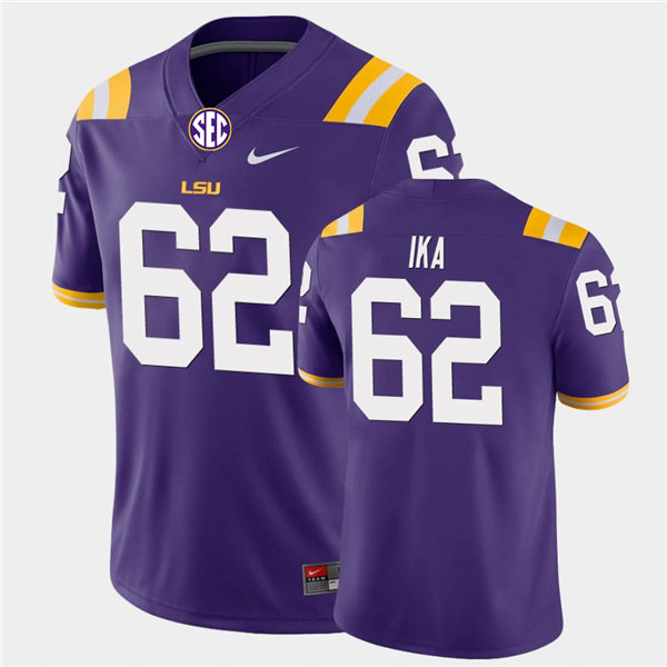Men's LSU Tigers #62 Siaki Ika Purple Nike College Football Game Jersey