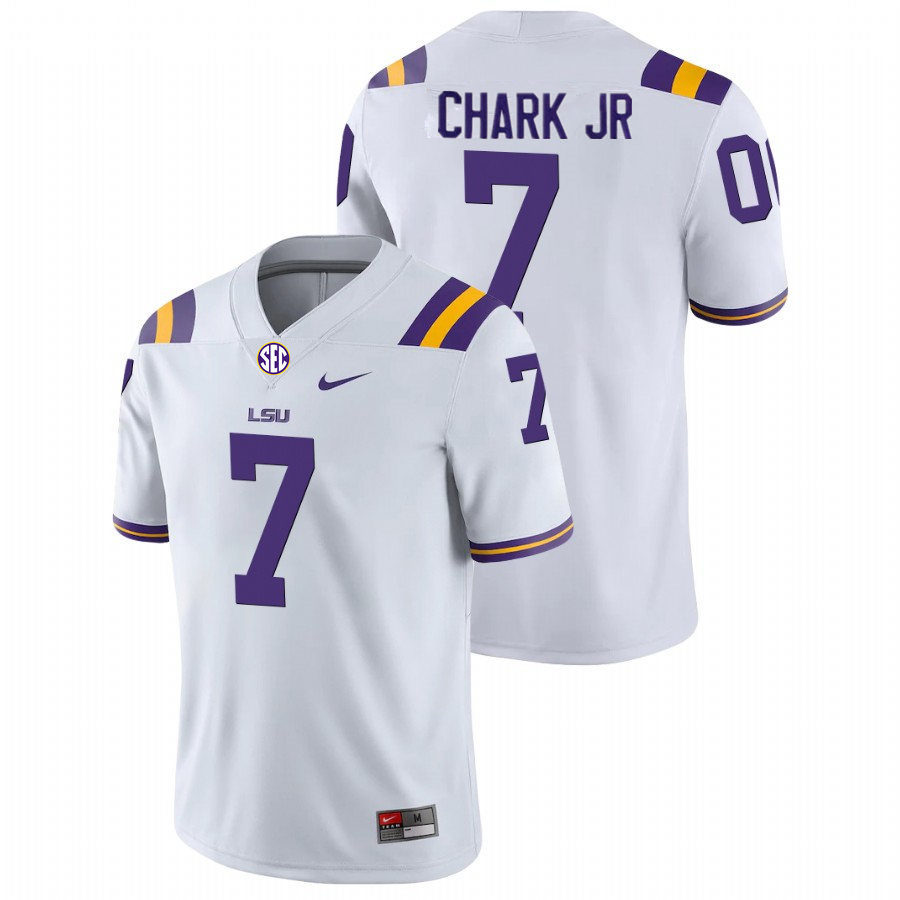 Men's LSU Tigers #7 D.J. Chark Jr. Nike White College Football Game Jersey