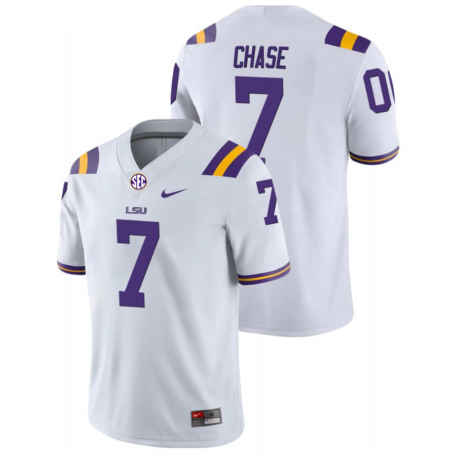 Men's LSU Tigers #7 Ja'Marr Chase Nike White College Game Football Jersey