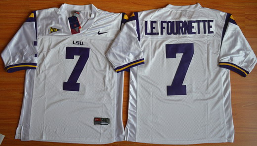 Men's LSU Tigers #7 Leonard Fournette  White Nike NCAA College Football Limited Jersey