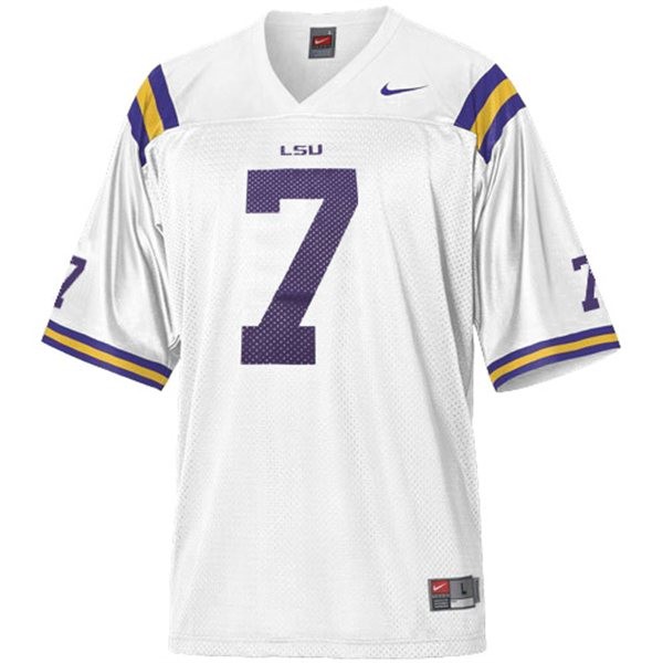 Men's LSU Tigers #7 Tyrann Mathieu White Football Jersey