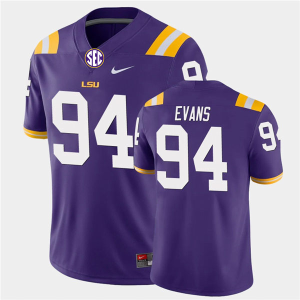 Men's LSU Tigers #94 Joseph Evans Purple Nike College Football Game Jersey