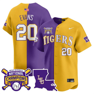 Men's LSU Tigers 2025 World Series Champions Limited Jersey - All Stitched Casan Evans #20