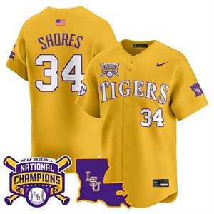 Men's LSU Tigers 2025 World Series Champions Limited Jersey - All Stitched Chase Shores