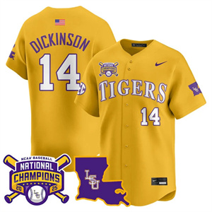 Men's LSU Tigers 2025 World Series Champions Limited Jersey - All Stitched Daniel Dickinson