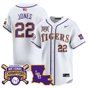 Men's LSU Tigers 2025 World Series Champions Limited Jersey - All Stitched Jared Jones #22