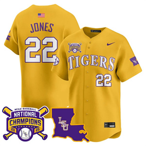 Men's LSU Tigers 2025 World Series Champions Limited Jersey - All Stitched Jared Jones