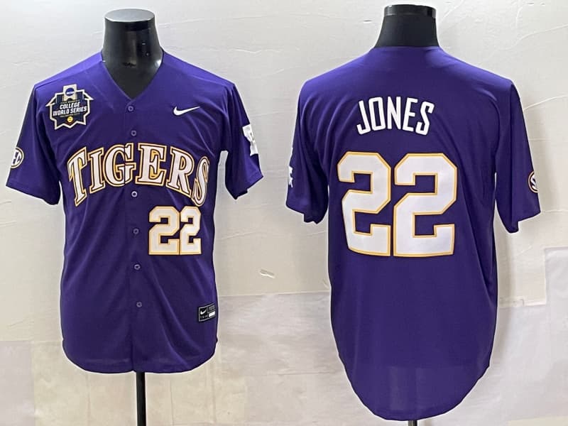 Men's LSU Tigers 2025 World Series Champions Limited Jersey - All Stitched Jared Jones 22