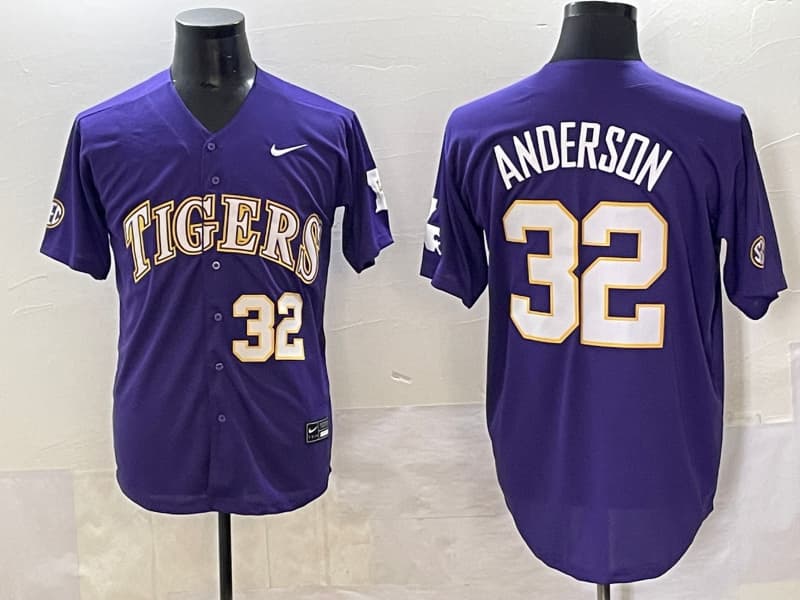 Men's LSU Tigers 2025 World Series Champions Limited Jersey - All Stitched Kade Anderson-   32