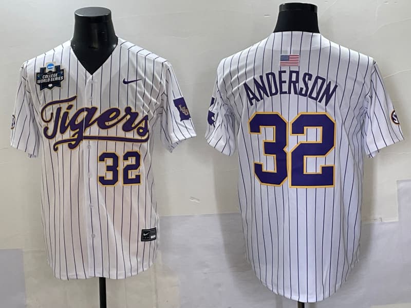 Men's LSU Tigers 2025 World Series Champions Limited Jersey - All Stitched Kade Anderson- 32