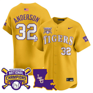 Men's LSU Tigers 2025 World Series Champions Limited Jersey - All Stitched Kade Anderson