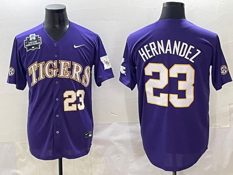 Men's LSU Tigers 2025 World Series Champions Limited Jersey - All Stitched Luis Hernandez 23