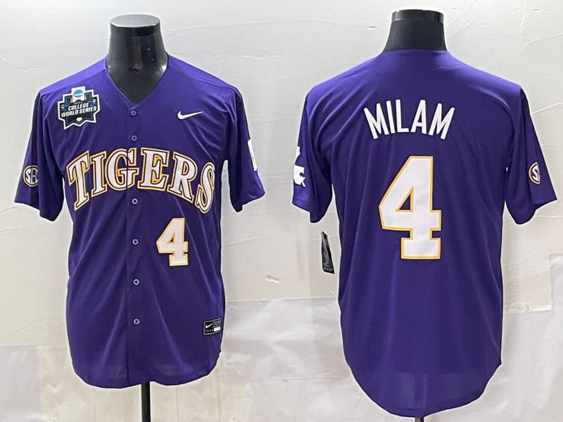 Men's LSU Tigers 2025 World Series Vapor Premier Limited Jersey - All  Stitched Steven  Milam 4