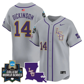 Men's LSU Tigers 2025 World Series Vapor Premier Limited Jersey - All Stitched Daniel Dickinson      14