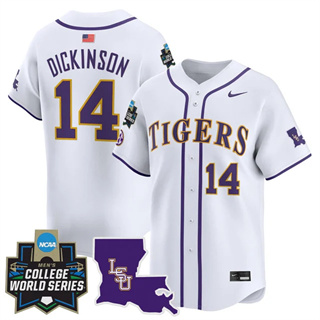 Men's LSU Tigers 2025 World Series Vapor Premier Limited Jersey - All Stitched Daniel Dickinson    14