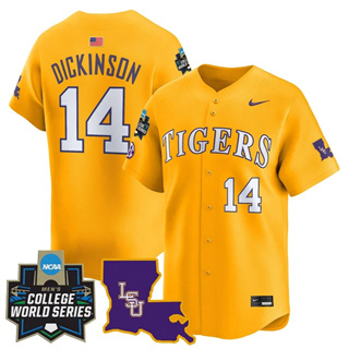 Men's LSU Tigers 2025 World Series Vapor Premier Limited Jersey - All Stitched Daniel Dickinson 14