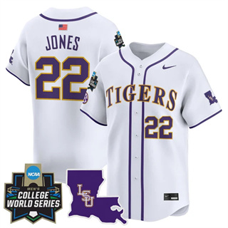 Men's LSU Tigers 2025 World Series Vapor Premier Limited Jersey - All Stitched Jared Jones    22
