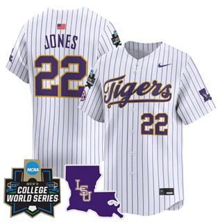Men's LSU Tigers 2025 World Series Vapor Premier Limited Jersey - All Stitched Jared Jones   22