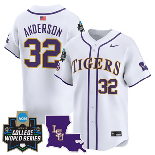 Men's LSU Tigers 2025 World Series Vapor Premier Limited Jersey - All Stitched Kade Anderson   32
