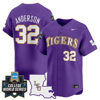 Men's LSU Tigers 2025 World Series Vapor Premier Limited Jersey - All Stitched Kade Anderson