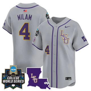 Men's LSU Tigers 2025 World Series Vapor Premier Limited Jersey - All Stitched Steven Milam      4