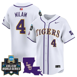 Men's LSU Tigers 2025 World Series Vapor Premier Limited Jersey - All Stitched Steven Milam    4