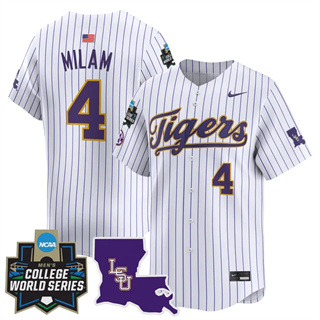 Men's LSU Tigers 2025 World Series Vapor Premier Limited Jersey - All Stitched Steven Milam   4