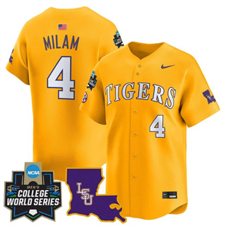 Men's LSU Tigers 2025 World Series Vapor Premier Limited Jersey - All Stitched Steven Milam 4