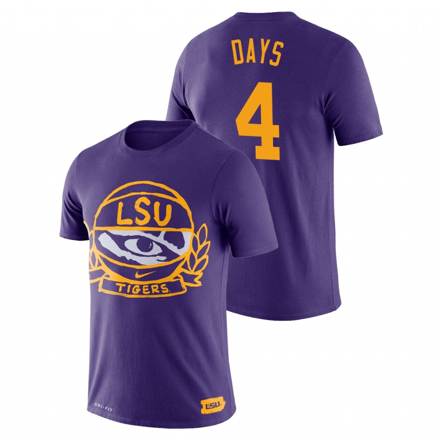 Men's LSU Tigers Basketball Crest Darius Days Purple T-Shirt