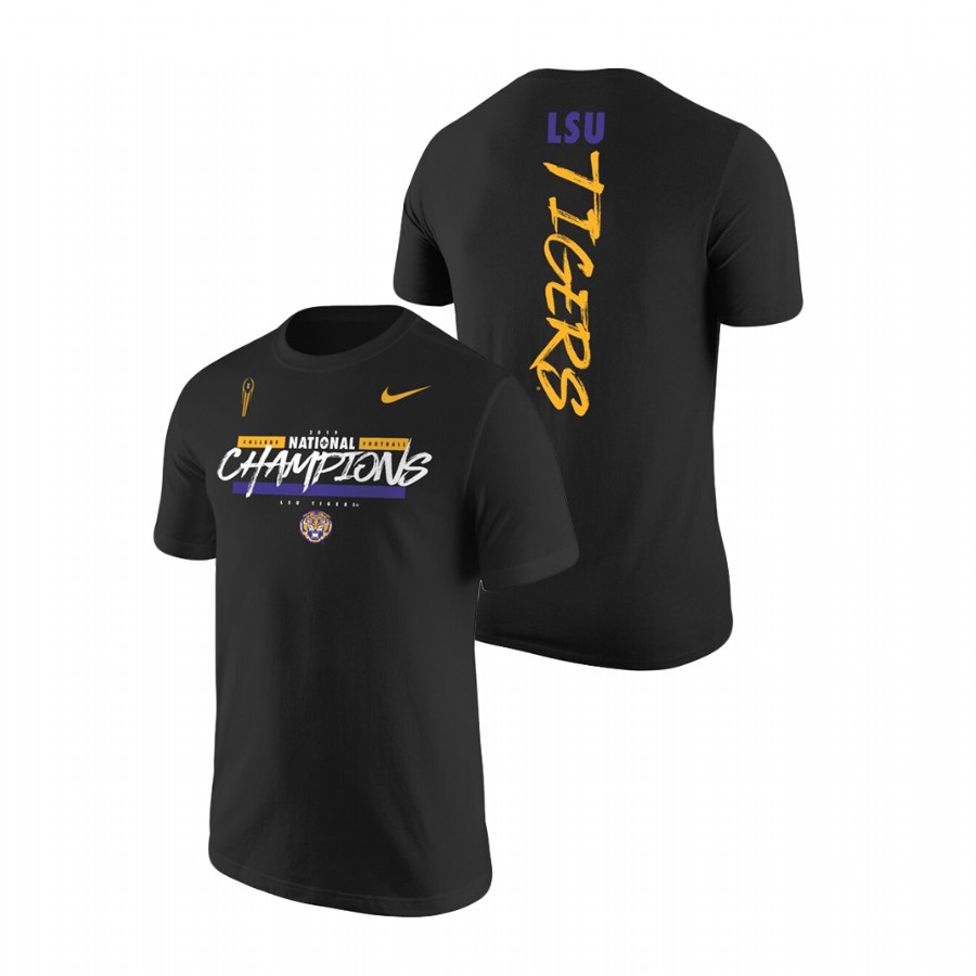Men's LSU Tigers College Football Playoff Script 2-Hit 2019 National Champions Black T-Shirt