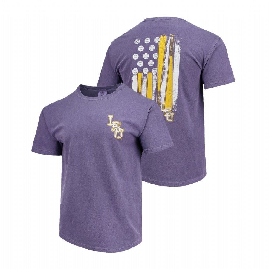Men's LSU Tigers Comfort Colors Baseball Flag Purple T-Shirt