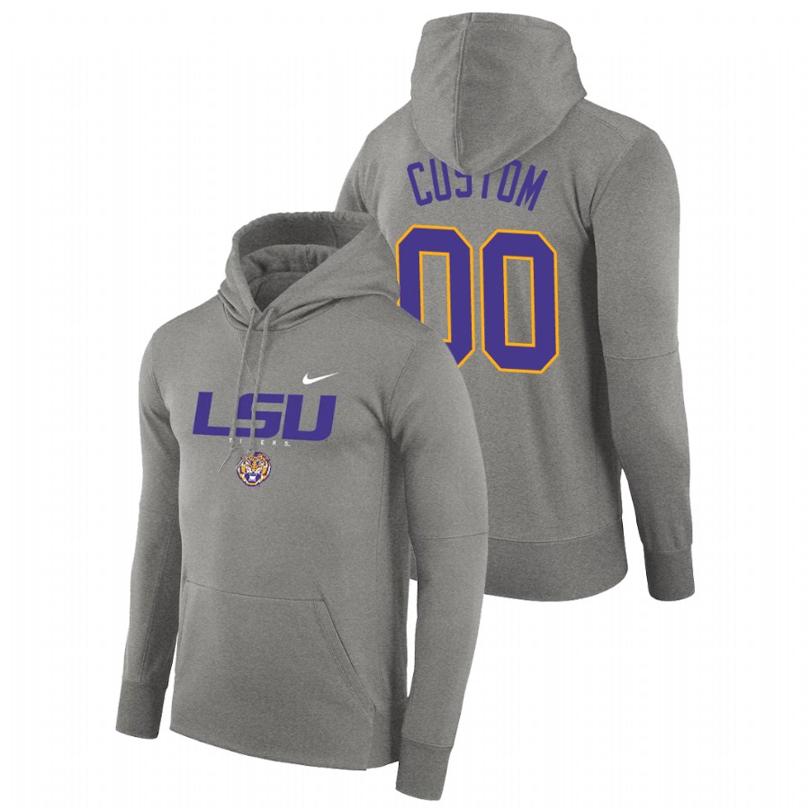 Men's LSU Tigers Custom Gray Facility Performance Pullover Hoodie