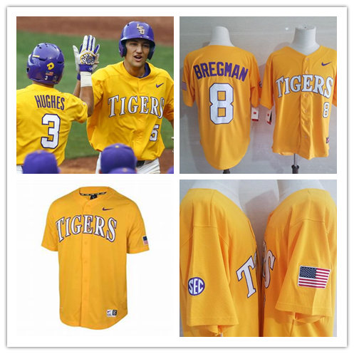 Men's LSU Tigers Custom Nike Gold College Game Baseball Jersey