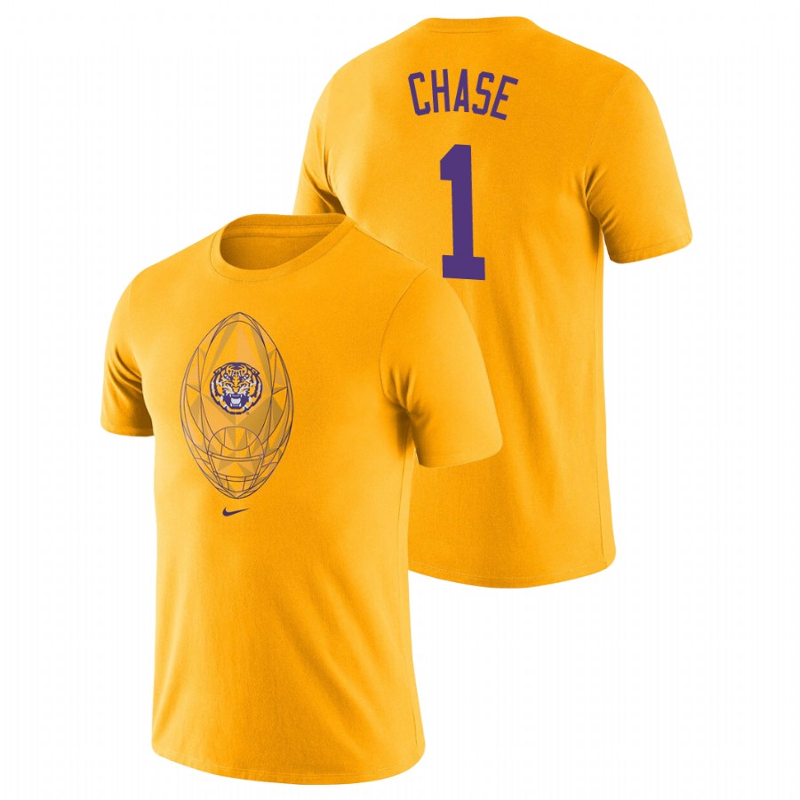 Men's LSU Tigers Football Icon Ja'Marr Chase Gold T-Shirt