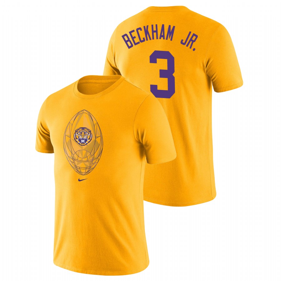 Men's LSU Tigers Football Icon Odell Beckham Jr. Gold T-Shirt