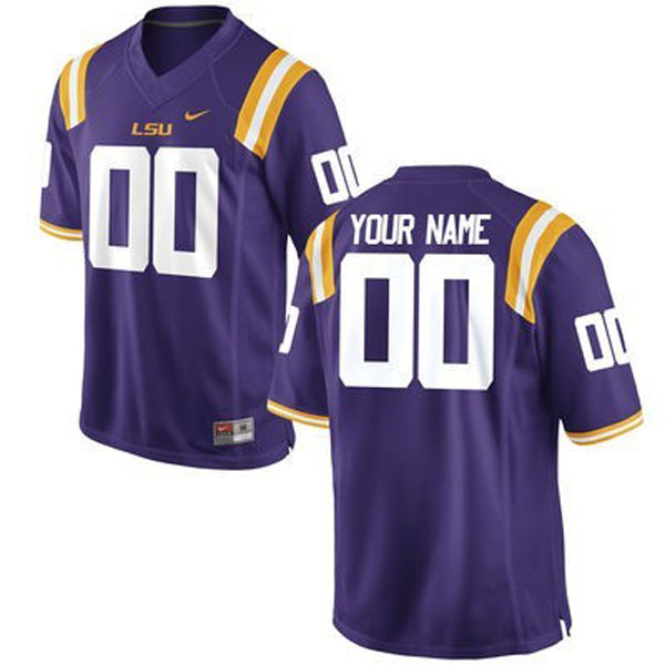 Men's LSU Tigers Purple Customized Football Jersey