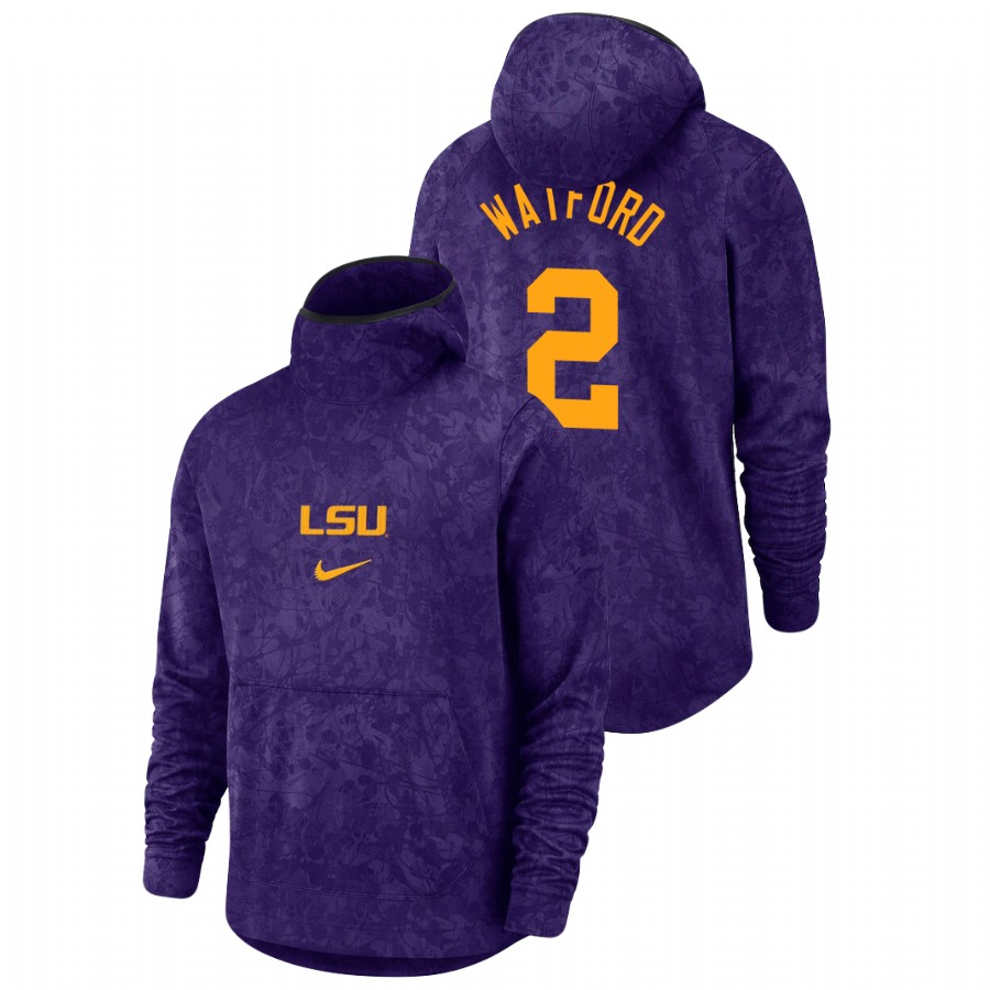 Men's LSU Tigers Trendon Watford Purple Basketball Spotlight Team Logo Pullover Hoodie