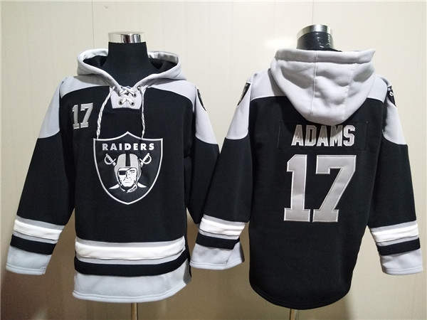 Men's Las Vegas Raiders #17 Davante Adams Black Ageless Must-Have Lace-Up Pullover Hoodie