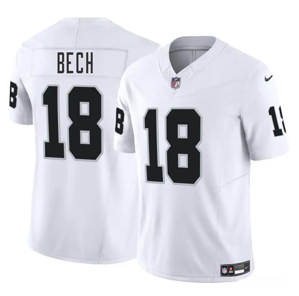 Men's Las Vegas Raiders #18 Jack Bech White 2025 Draft F.U.S.E. Vapor Untouchable Football Stitched Jersey