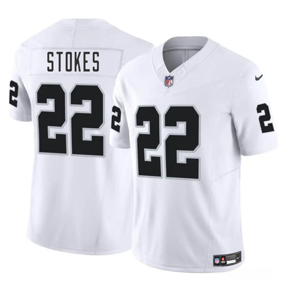 Men's Las Vegas Raiders #22 Eric Stokes White 2025 F.U.S.E. Vapor Football Stitched Jersey